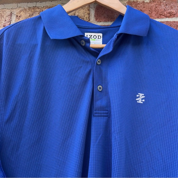 Izod Golf Mens Short Sleeve Polyester Shirt  Blue Performance Size Large - Picture 3 of 7